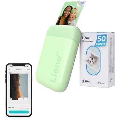 Tragbarer Zink-Drucker Bluetooth Liene Pearl 2x3" grün mit integriertem Akku Tragbarer Zink-Drucker Bluetooth Liene Pearl 2x3" grün mit integriertem Akku