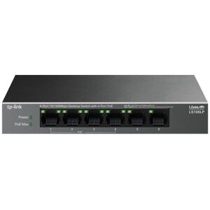 TP-Link 6-Port Fast Ethernet Switch mit 4 PoE-Ports, 47,76 W lüfterloses QoS, Wandmontage TP-Link 6-Port Fast Ethernet Switch mit 4 PoE-Ports, 47,76 W lüfterloses QoS, Wandmontage