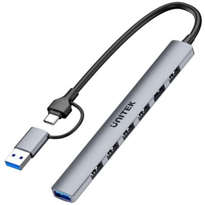 Hub UNITEK 7 Ports 5000 Mbit/s H1209AGY01 Aluminium USB-C Hot-Swap Hub UNITEK 7 Ports 5000 Mbit/s H1209AGY01 Aluminium USB-C Hot-Swap