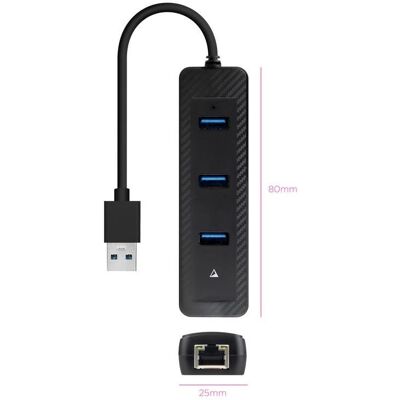 Hub Nanocable 3 Ports 5 Gbps USB-A 3.0 mit Gigabit Ethernet RJ45 ABS Hub Nanocable 3 Ports 5 Gbps USB-A 3.0 mit Gigabit Ethernet RJ45 ABS