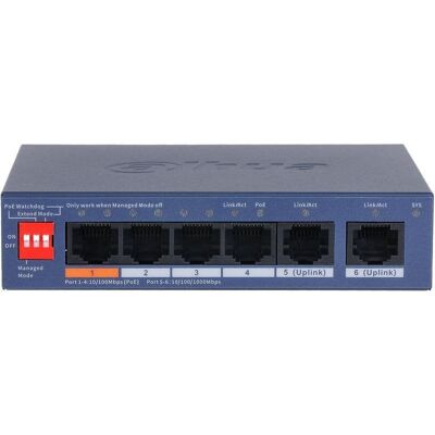 Switch Dahua CS4006-4ET2GT-60 4x PoE 10/100 Mbps 2x Gigabit cloudfähig Switch Dahua CS4006-4ET2GT-60 4x PoE 10/100 Mbps 2x Gigabit cloudfähig