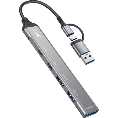 Hub LinQ 5 Ports 480 Mbps Modell IT7806 mit 10 W Ladefunktion und SD-Leser Hub LinQ 5 Ports 480 Mbps Modell IT7806 mit 10 W Ladefunktion und SD-Leser