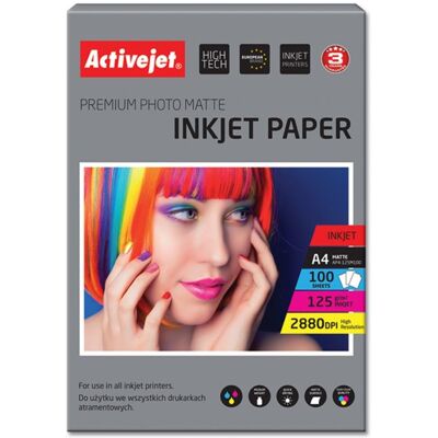 Papier Activejet AP4-125M100 A4 125 g/m² 100 Blatt matt Inkjet weiß Papier Activejet AP4-125M100 A4 125 g/m² 100 Blatt matt Inkjet weiß