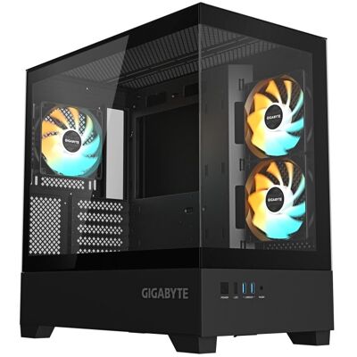 Gigabyte C201 Panoramic Black ATX-PC-Gehäuse mit gehärtetem Glas und 3 RGB-Lüftern Gigabyte C201 Panoramic Black ATX-PC-Gehäuse mit gehärtetem Glas und 3 RGB-Lüftern