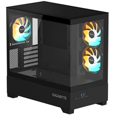 Gigabyte C201 Panoramic Black ATX-PC-Gehäuse mit gehärtetem Glas und 3 RGB-Lüftern Gigabyte C201 Panoramic Black ATX-PC-Gehäuse mit gehärtetem Glas und 3 RGB-Lüftern