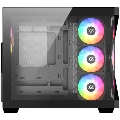 XYZ QUBEX Tempered Glass ARGB USB-C Cubic Mesh ATX-Gehäuse, Schwarz/Weiß XYZ QUBEX Tempered Glass ARGB USB-C Cubic Mesh ATX-Gehäuse, Schwarz/Weiß