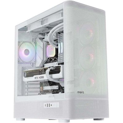 Gehäuse ATX Abysm Danube Sava H500 II Air 4 Lüfter ARGB Gehärtetes Glas Weiß Gehäuse ATX Abysm Danube Sava H500 II Air 4 Lüfter ARGB Gehärtetes Glas Weiß