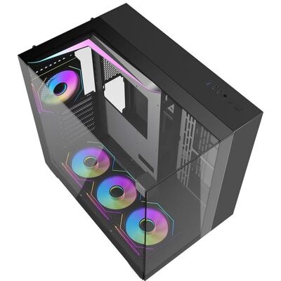 PC-Gehäuse Darkflash DF-TH285A12X-BK Mid-Tower Schwarz Glas RGB PC-Gehäuse Darkflash DF-TH285A12X-BK Mid-Tower Schwarz Glas RGB