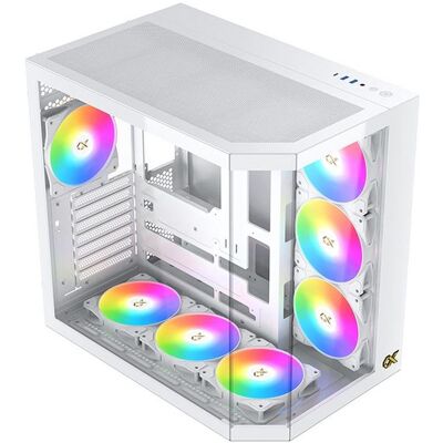 Gehäuse Xigmatek Cubi II EN45493 Weiß ARGB Glas-Seiten, 7 Lüfter ATX/Micro ATX Gehäuse Xigmatek Cubi II EN45493 Weiß ARGB Glas-Seiten, 7 Lüfter ATX/Micro ATX