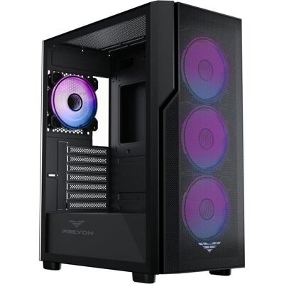 PC-Gehäuse Preyon Nest Aero E-ATX Glas Mesh Schwarz ARGB mit Fenster PC-Gehäuse Preyon Nest Aero E-ATX Glas Mesh Schwarz ARGB mit Fenster