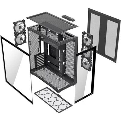 PC-Gehäuse Full Tower Modecom Space XL ARGB 5F Gehärtetes Glas PC-Gehäuse Full Tower Modecom Space XL ARGB 5F Gehärtetes Glas
