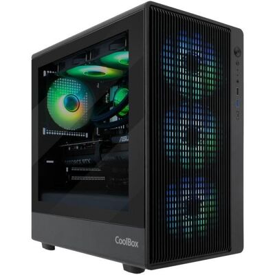 PC-Gehäuse Micro ATX CoolBox GM350 DarkFace USB-C 3.2 Gen1 Rauchglas PC-Gehäuse Micro ATX CoolBox GM350 DarkFace USB-C 3.2 Gen1 Rauchglas