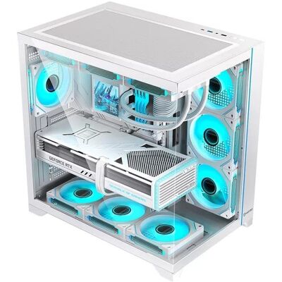 Gehäuse Hiditec H3 PRO Midi Tower ATX Gehärtetes Glas Weiß Transparent Gehäuse Hiditec H3 PRO Midi Tower ATX Gehärtetes Glas Weiß Transparent