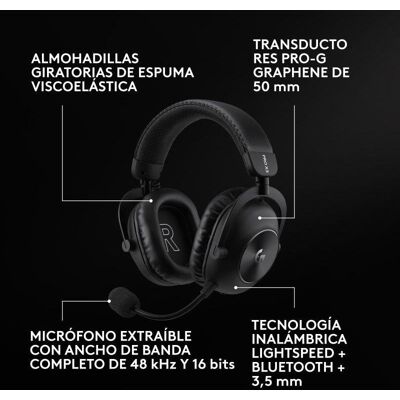 Logitech G PRO X3 LIGHTSPEED Gaming Kopfhörer kabellos Bluetooth USB Schwarz Logitech G PRO X3 LIGHTSPEED Gaming Kopfhörer kabellos Bluetooth USB Schwarz