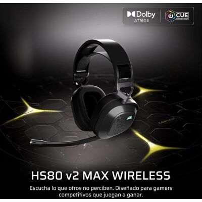 Corsair HS80 v2 MAX kabelloses Bluetooth Gaming-Headset mit Dolby Atmos, Stahlgrau Corsair HS80 v2 MAX kabelloses Bluetooth Gaming-Headset mit Dolby Atmos, Stahlgrau