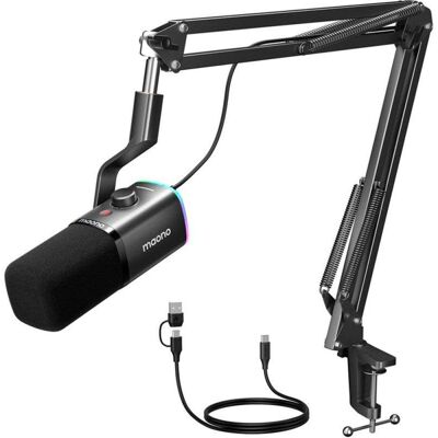 Mikrofon Maono PD100XS USB/XLR dynamisch Cardioid RGB mit Armhalterung Mikrofon Maono PD100XS USB/XLR dynamisch Cardioid RGB mit Armhalterung