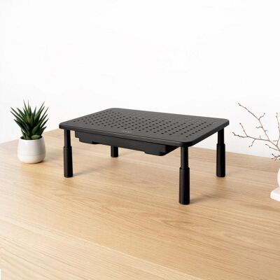 tooq Multi-Use Monitorständer mit Schublade, Schwarz, Höhenverstellbar, 20 kg tooq Multi-Use Monitorständer mit Schublade, Schwarz, Höhenverstellbar, 20 kg