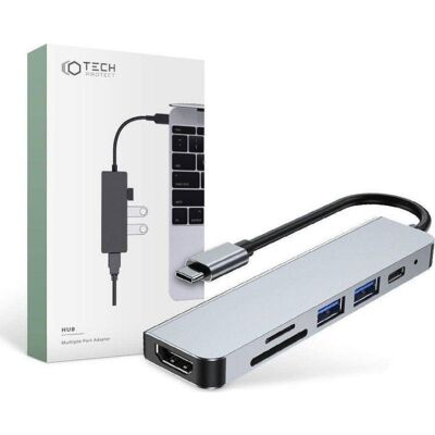 USB-C Hub Tech-Protect V4 6-in-1 HDMI USB 3.0 Kartenleser USB-C Hub Tech-Protect V4 6-in-1 HDMI USB 3.0 Kartenleser