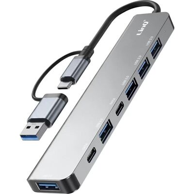 Hub LinQ 7 Ports 5 Gbps USB-C Modell IT7808 mit SD-Kartenleser Hub LinQ 7 Ports 5 Gbps USB-C Modell IT7808 mit SD-Kartenleser