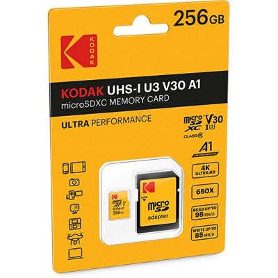 Kodak Ultra Performance MicroSDXC-Speicherkarte 256 GB UHS-I U3 V30 A1 mit Adapter Kodak Ultra Performance MicroSDXC-Speicherkarte 256 GB UHS-I U3 V30 A1 mit Adapter