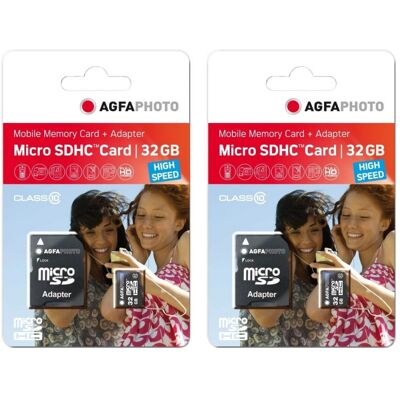 AGFAPHOTO - 2x32GB MicroSDHC Class 10 - Speicherkarte AGFAPHOTO - 2x32GB MicroSDHC Class 10 - Speicherkarte