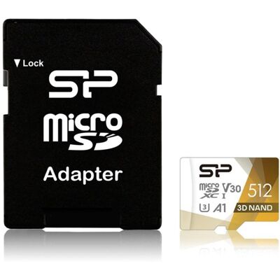 silicon-power microSDXC Silicon Power SP512GBSTXDU3V20AB 512GB UHS-I U3 V30 100MB/s 80MB/s Gold/Weiß silicon-power microSDXC Silicon Power SP512GBSTXDU3V20AB 512GB UHS-I U3 V30 100MB/s 80MB/s Gold/Weiß