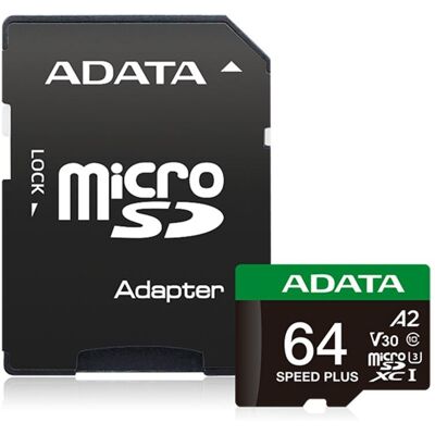 microSDXC Karte ADATA Speed Plus 64 GB Klasse 10 U3 V30 A2 microSDXC Karte ADATA Speed Plus 64 GB Klasse 10 U3 V30 A2