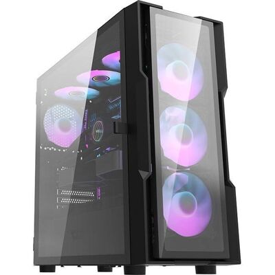 PC-Gehäuse Darkflash DK431 Gehärtetes Glas Schwarz + 4 RGB-Lüfter PC-Gehäuse Darkflash DK431 Gehärtetes Glas Schwarz + 4 RGB-Lüfter