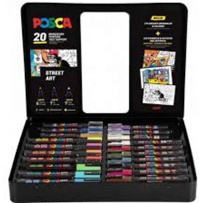 Metallbox 20 Uni-posca Stifte UNI-BALL 1mm-3mm-5mm Metallbox 20 Uni-posca Stifte UNI-BALL 1mm-3mm-5mm