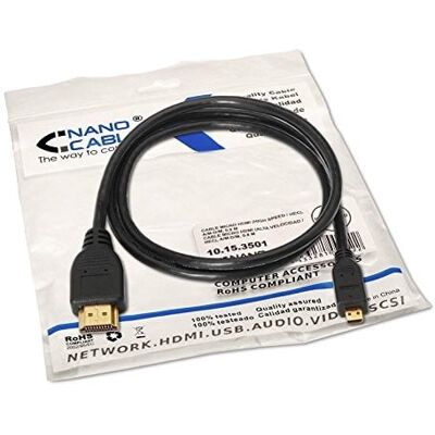 Nanocable Micro HDMI auf HDMI High Speed Kabel Stecker/Stecker 0,8m Nanocable Micro HDMI auf HDMI High Speed Kabel Stecker/Stecker 0,8m