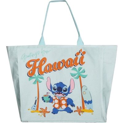 Einkaufstasche Cerda Stitch Hawaii Hellblau Stoff Doppelhenkel Einkaufstasche Cerda Stitch Hawaii Hellblau Stoff Doppelhenkel