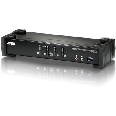 KVM Switch Aten CS1924 4-Port DisplayPort 4K Ultra HD USB 3.0 mit Audio Hub KVM Switch Aten CS1924 4-Port DisplayPort 4K Ultra HD USB 3.0 mit Audio Hub