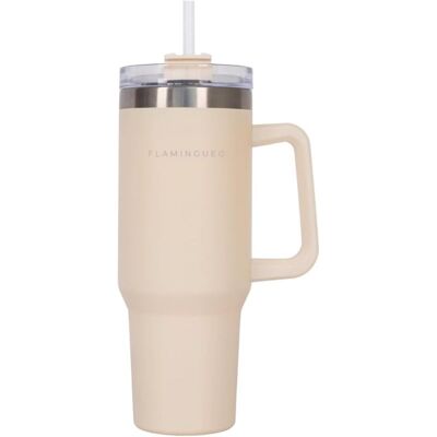 Flamingueo Edelstahl Thermos Beige - 1,18L Getränke Kühl & Warm Flamingueo Edelstahl Thermos Beige - 1,18L Getränke Kühl & Warm
