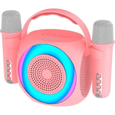 Cool Pink Bluetooth Karaoke Lautsprecher - Tragbarer 6W Lautsprecher & 2 Mikrofone Cool Pink Bluetooth Karaoke Lautsprecher - Tragbarer 6W Lautsprecher & 2 Mikrofone