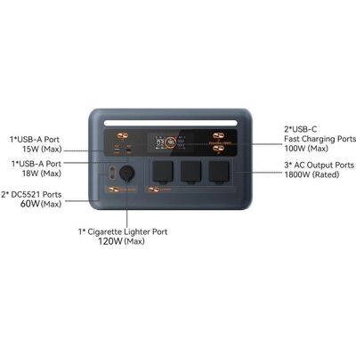 Energie-Station OSCAL Powermax1800se 1024Wh 10 Anschluesse Li-ion Batterie Solarladung 800W Energie-Station OSCAL Powermax1800se 1024Wh 10 Anschluesse Li-ion Batterie Solarladung 800W