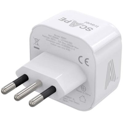 scape-travel Reiseadapter Universal Typ C/F zu Italien Kompakt Schuko 250V 15A 3450W Weiß scape-travel Reiseadapter Universal Typ C/F zu Italien Kompakt Schuko 250V 15A 3450W Weiß