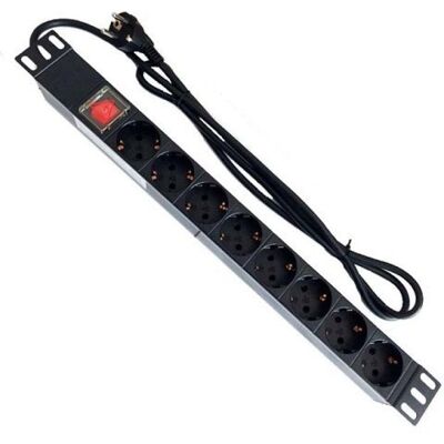 OEM 19" Rack Steckdosenleiste 8 Steckdosen mit Schalter 2m Schwarz OEM 19" Rack Steckdosenleiste 8 Steckdosen mit Schalter 2m Schwarz