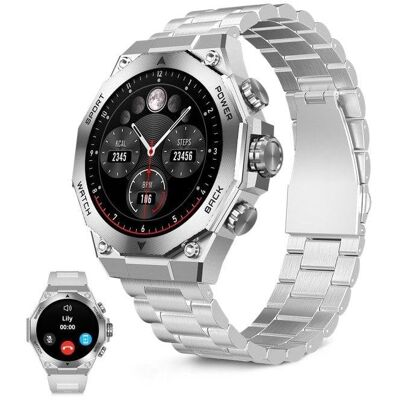 Ksix Titanium Bluetooth 55,5mm AMOLED Silber 2 Armbänder IP67 SpO2 Herzfrequenz Schlafmonitor Ksix Titanium Bluetooth 55,5mm AMOLED Silber 2 Armbänder IP67 SpO2 Herzfrequenz Schlafmonitor