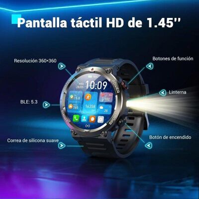 Blackview Military Smartwatch Bluetooth 1,45inch Schwarz Doppelarmbänder Blackview Military Smartwatch Bluetooth 1,45inch Schwarz Doppelarmbänder