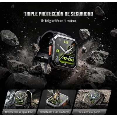 Blackview Military Smartwatch Bluetooth 2.01'' Aluminium Schwarz 2 Armbänder Blackview Military Smartwatch Bluetooth 2.01'' Aluminium Schwarz 2 Armbänder