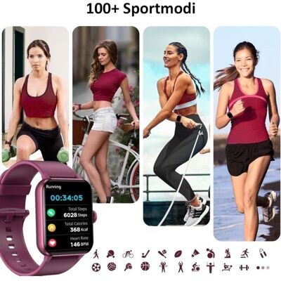 Blackview Smart Watch Bluetooth 5.3 1,85'' Rot Armband S/M Blackview Smart Watch Bluetooth 5.3 1,85'' Rot Armband S/M