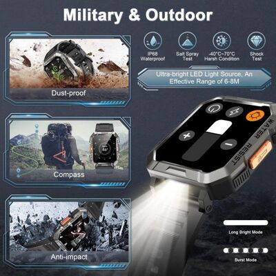 Blackview W60 Bluetooth 2,01'' Schwarz S/M Militär Smartwatch Blackview W60 Bluetooth 2,01'' Schwarz S/M Militär Smartwatch