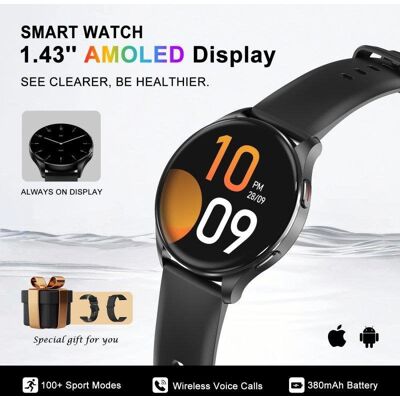 Blackview Sport Smartwatch Bluetooth AMOLED 1,43'' Schwarz Silikon/Nylon Armbänder Blackview Sport Smartwatch Bluetooth AMOLED 1,43'' Schwarz Silikon/Nylon Armbänder
