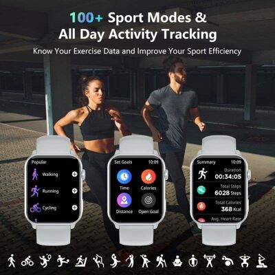 Blackview Smartwatch Bluetooth 1,91'' Silber Kunststoffgehäuse Silikonarmband Blackview Smartwatch Bluetooth 1,91'' Silber Kunststoffgehäuse Silikonarmband