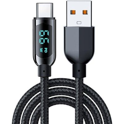 dam-electronics USB-C Kabel Dam Electronics mit LED-Display 66W 1,2 m Schnellladung dam-electronics USB-C Kabel Dam Electronics mit LED-Display 66W 1,2 m Schnellladung