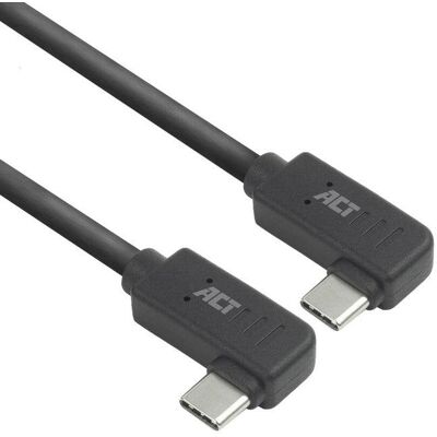 USB-Kabel ACT USB 3.0 Type-C 2m 10 Gbps 60W 90° gewinkelt Schwarz USB-Kabel ACT USB 3.0 Type-C 2m 10 Gbps 60W 90° gewinkelt Schwarz