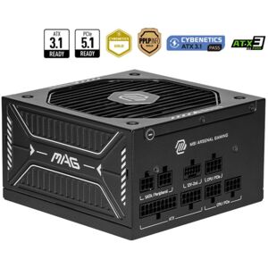 Netzteil MSI 750W 80 PLUS Gold Modell MAG A750GLS PCIE5 vollmodular Schwarz Lüfter 13,5 cm Netzteil MSI 750W 80 PLUS Gold Modell MAG A750GLS PCIE5 vollmodular Schwarz Lüfter 13,5 cm