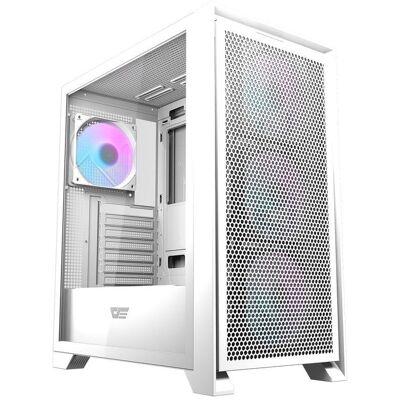 PC-Gehäuse Darkflash DRX70 Weiß 4x ARGB-Lüfter gehärtetes Glas Mesh-Front PC-Gehäuse Darkflash DRX70 Weiß 4x ARGB-Lüfter gehärtetes Glas Mesh-Front