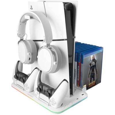 mars-gaming Mars Gaming MPS5-B2 PS5 Slim Standard- und Digital-RGB-Neon-Ständer mit Doppel-Controller-Ladegerät, weiß mars-gaming Mars Gaming MPS5-B2 PS5 Slim Standard- und Digital-RGB-Neon-Ständer mit Doppel-Controller-Ladegerät, weiß