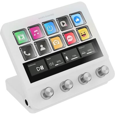 mars-gaming Mars Gaming MSD-Pro Controller-Deck, 10 Tasten, LCD, 4 Drehregler, erweiterter animierter Touchscreen, weiß mars-gaming Mars Gaming MSD-Pro Controller-Deck, 10 Tasten, LCD, 4 Drehregler, erweiterter animierter Touchscreen, weiß